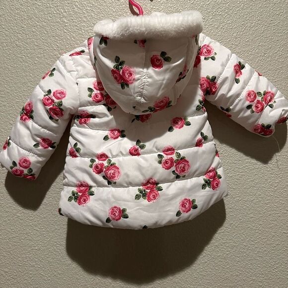 NWOT Little Me Infant Puffer Jacket w/ Roses Rose Size 12M - Picture 8 of 12